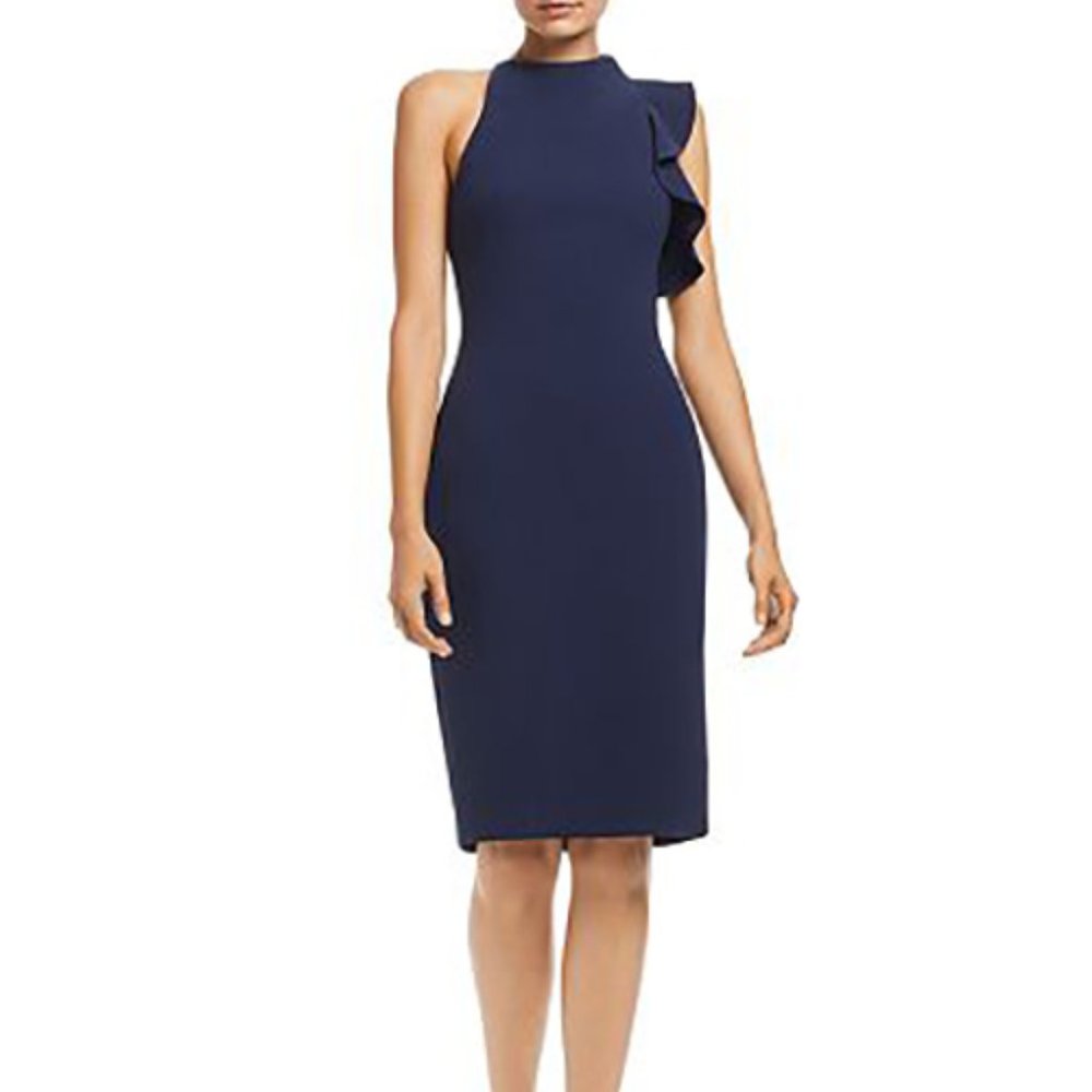 Black Halo Blue Pabla Mock Neck Sheath Dress 12